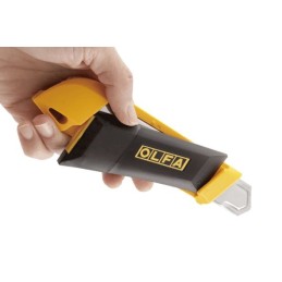 Nóż OLFA DL-1 z wysuniętym pojemnikiem na zużyte segmenty ostrza