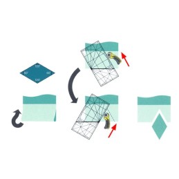 Szablon OLFA MQR 15x30 na materiale krawieckim. Instrukcja zastosowania.